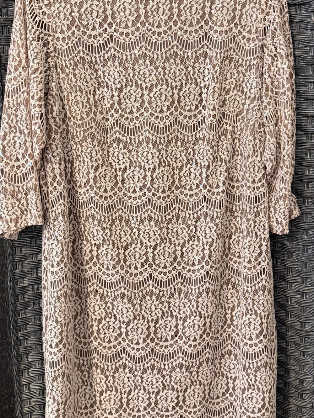 Jessica Howard Taupe Lace Overlay Lined Dress